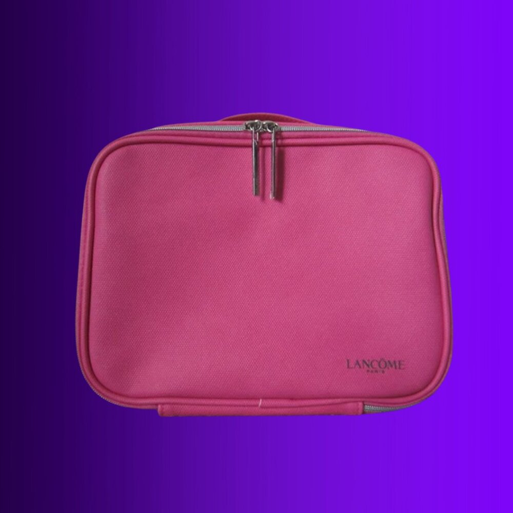 LANCOME Paris Bright Pink Makeup Cosmetic Bag – Zipper Pouch